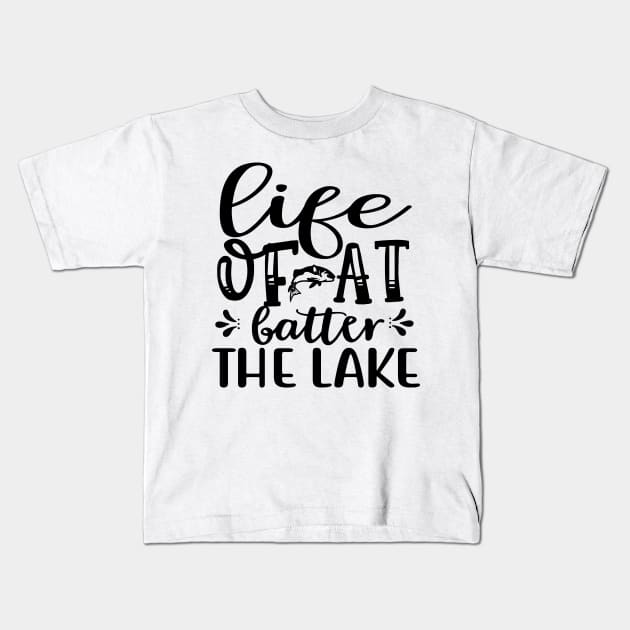 Wishing I Was Fishing - Less Talk More Fishing - Gift For Fishing Lovers, Fisherman - Black And White Simple Font Kids T-Shirt by Famgift